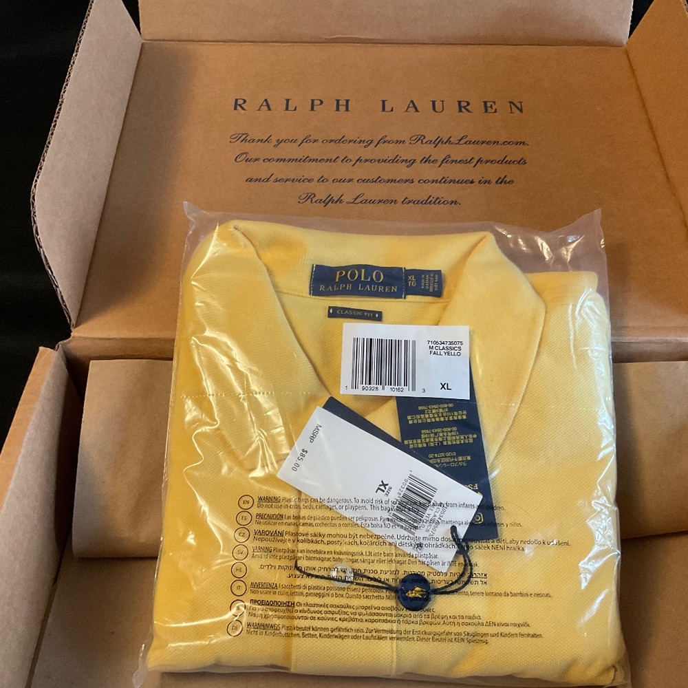 Ralph Lauren Classic Fit Mesh Polo- Fall Yellow size XL